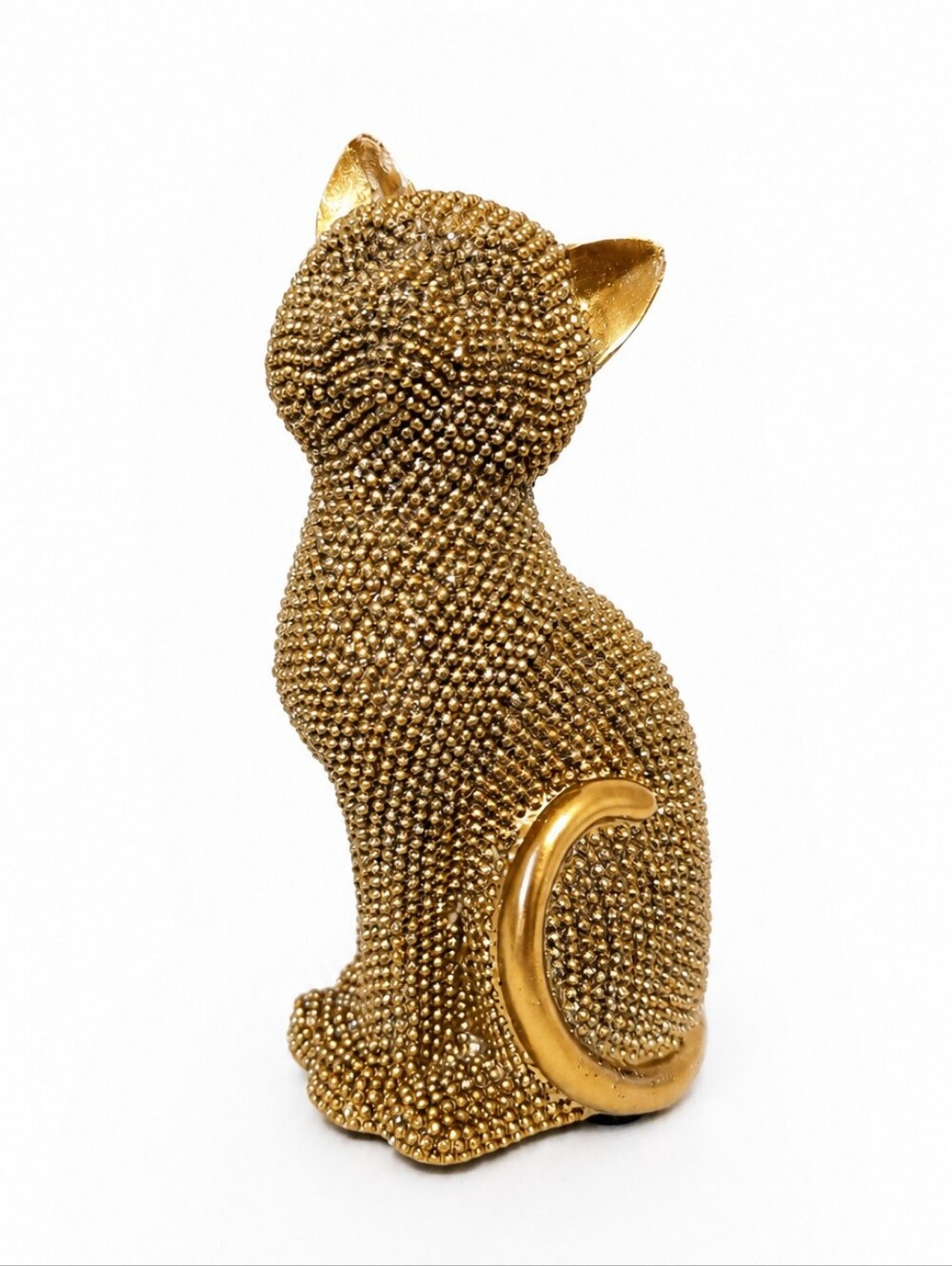 Gold Beaded Cat Figurine